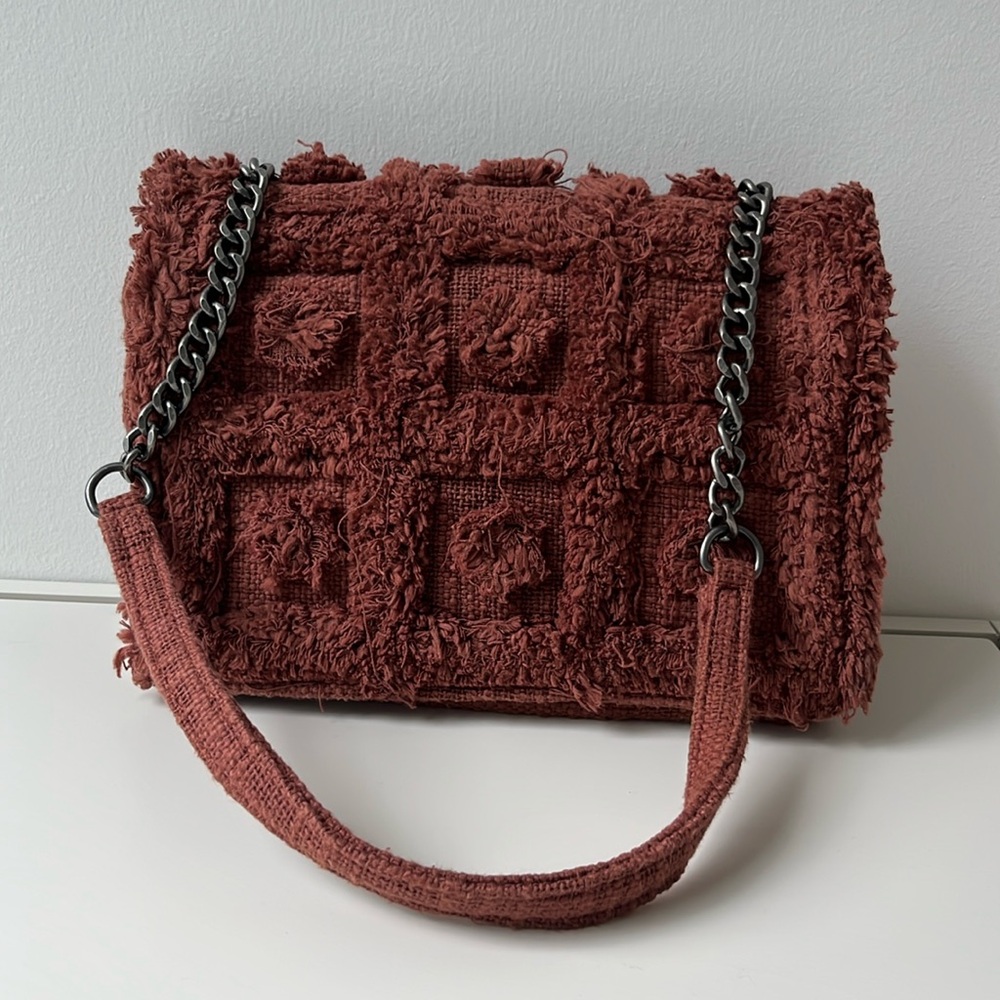 Zara Shaggy Textured Woven Handbag